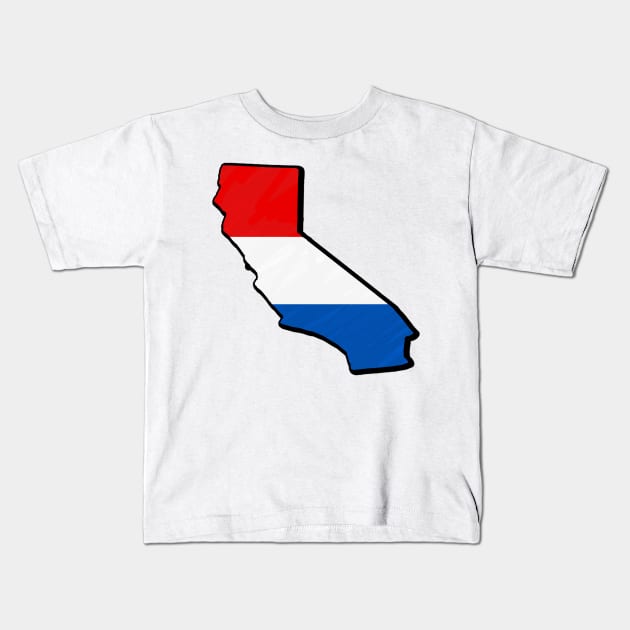 Red, White, and Blue California Outline Kids T-Shirt by Mookle